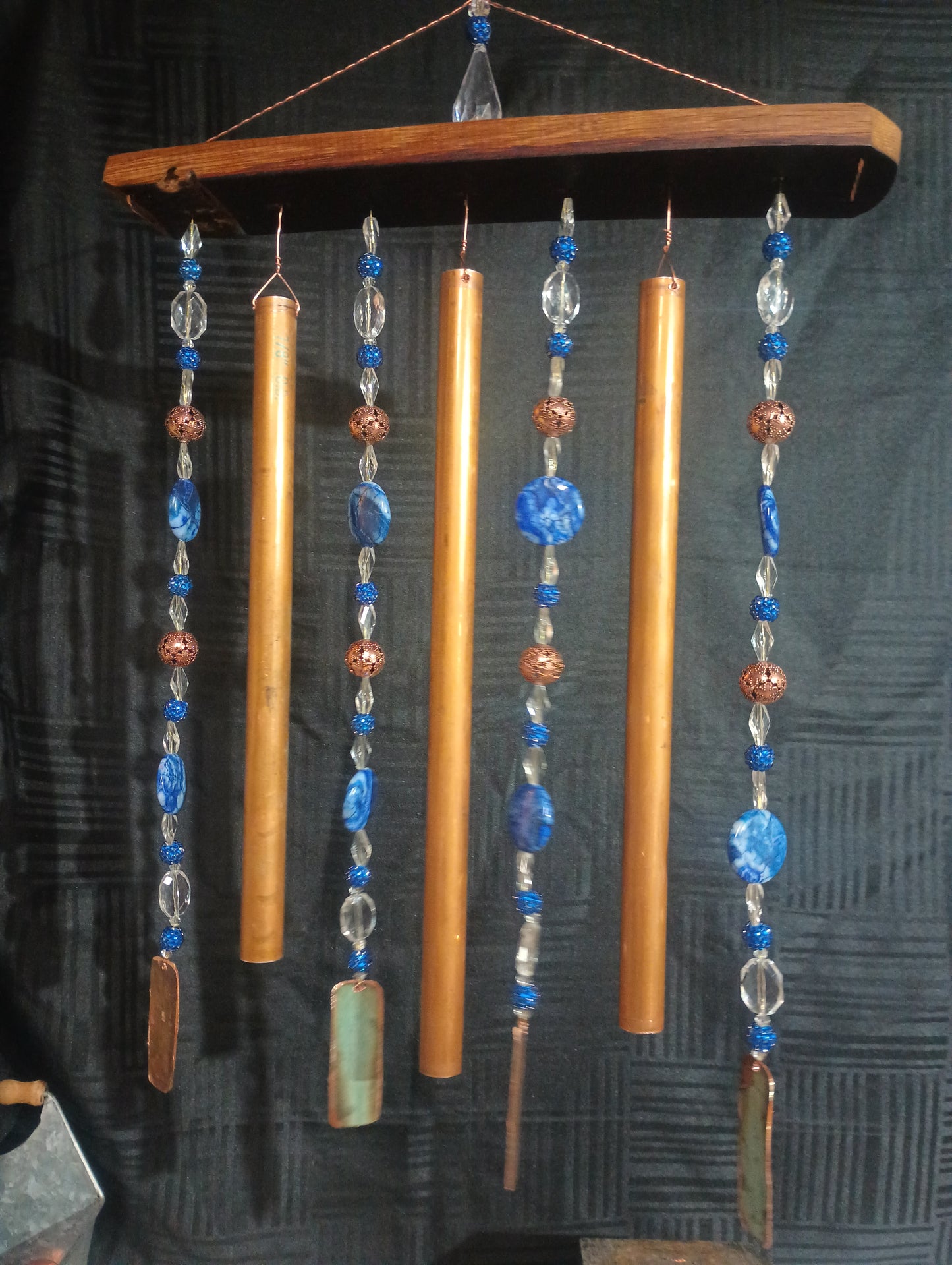 Wine barrel stave - blue beads